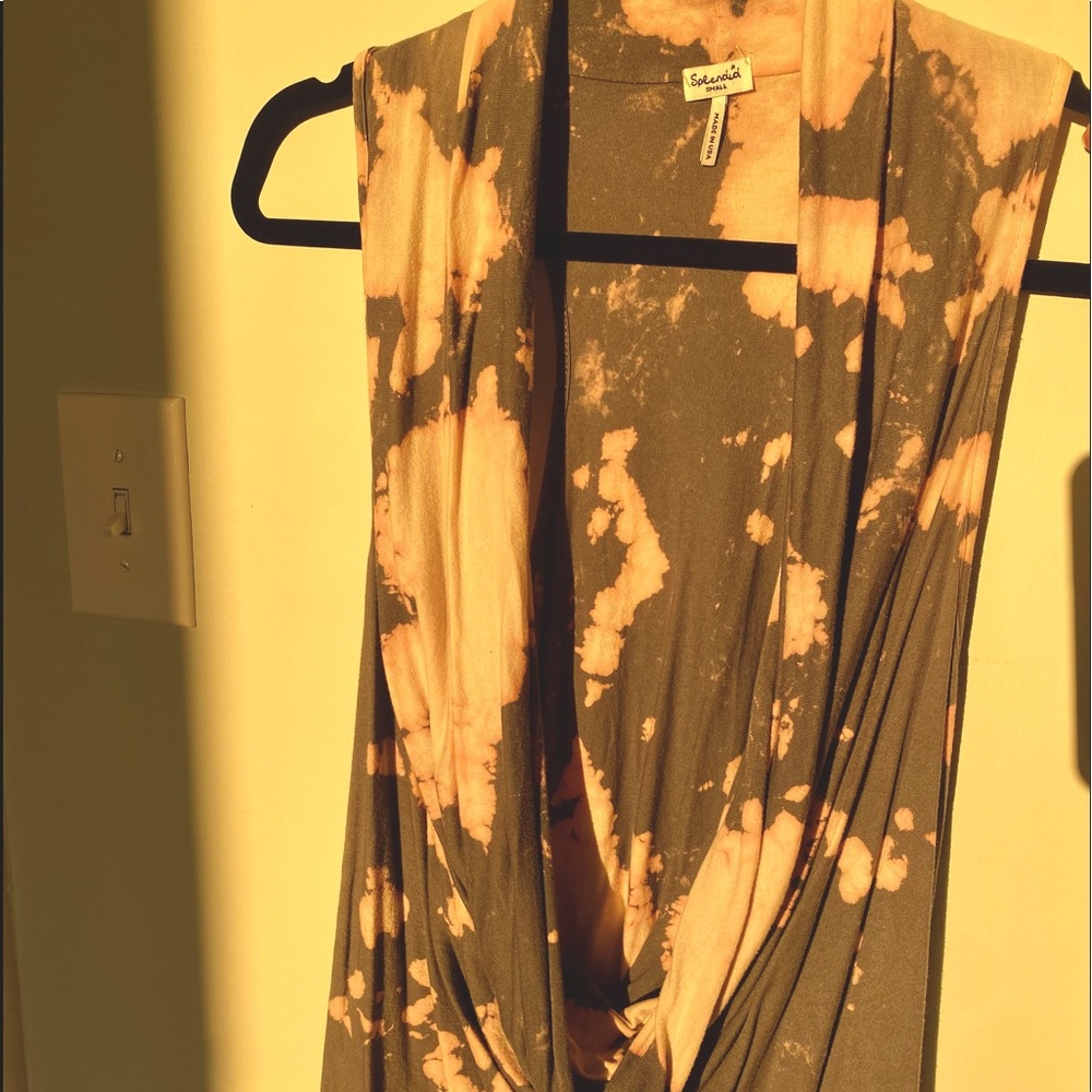 Splendid Cowl Neck Racer Back Tank Top | Pink + Gray Tie Dye